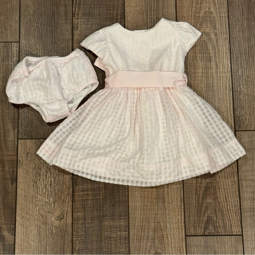 Polo Ralph Lauren Dress & Bloomer Baby Girls 6M Pink Lined Belted Spring Summer